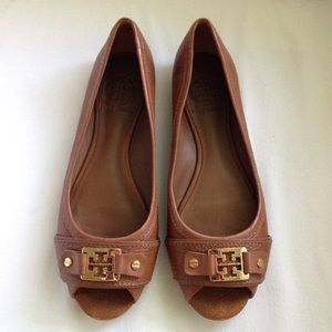 Tory Burch peep toe flats